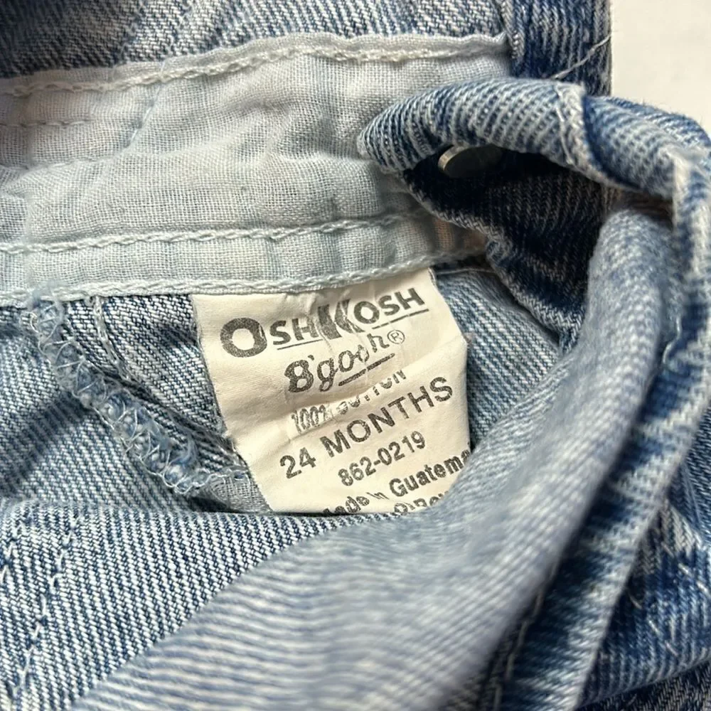 Vintage OshKosh B'Gosh bibs Overalls Toddler Size 24 M Distressed Faded Denim